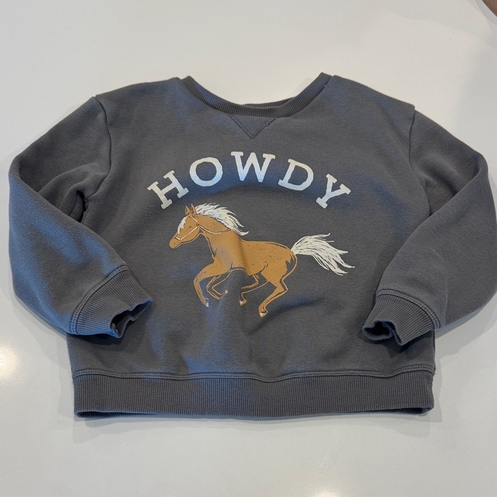 Kids Howdy Horse Sweatshirt Charcoal